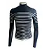70 Degrees 70°  French Stripe Performance Mock Neck Dark Navy/White Stripe