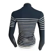 70 Degrees 70°  French Stripe Performance Mock Neck Dark Navy/White Stripe