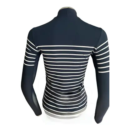 70 Degrees 70°  French Stripe Performance Mock Neck Dark Navy/White Stripe