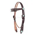 Double J Saddlery Double J - Brown Vintage Turq. Flower Snake Headstall