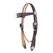 Double J Saddlery Double J - Brown Vintage Turq. Flower Snake Headstall