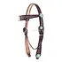Double J Saddlery Double J - Brown Vintage Turq. Flower Snake Headstall