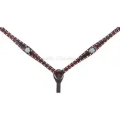 Double J Saddlery Double J - Brown Vintage Turq. Flower Snake Breast Collar