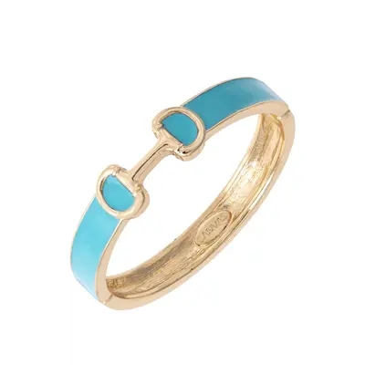 Canvas Style Canvas Style - Majesty Horsebit Enamel Hinge Bangle - Light Blue