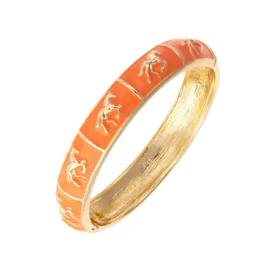 Canvas Style Canvas Style - Horsin Around Sculpted Enamel Hinge Bangle - Orange