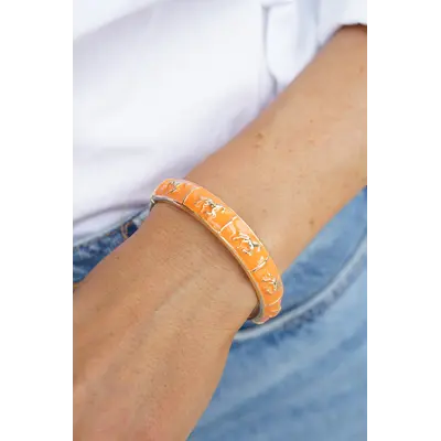 Canvas Style Canvas Style - Horsin Around Sculpted Enamel Hinge Bangle - Orange