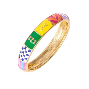 Canvas Style Canvas Style - Talk Derby To Me Sculpted Enamel Hinge Bangle in Multi