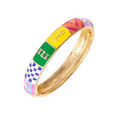 Canvas Style Canvas Style - Talk Derby To Me Sculpted Enamel Hinge Bangle in Multi