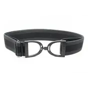 Hutson x Ellany Ellany Charcoal Stripes - 1.5” Black Stirrup Elastic Belt