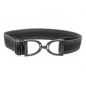 Hutson x Ellany Ellany Charcoal Stripes - 1.5” Black Stirrup Elastic Belt