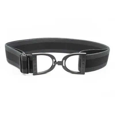 Hutson x Ellany Ellany Charcoal Stripes - 1.5” Black Stirrup Elastic Belt