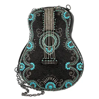 Mary Frances Accessories Mary Frances - Turquoise Tune Guitar Shaped Beaded Crossbody Handbag
