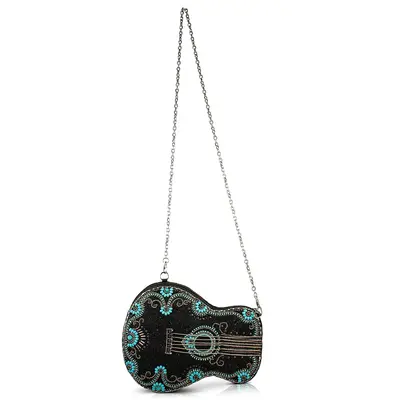 Mary Frances Accessories Mary Frances - Turquoise Tune Guitar Shaped Beaded Crossbody Handbag