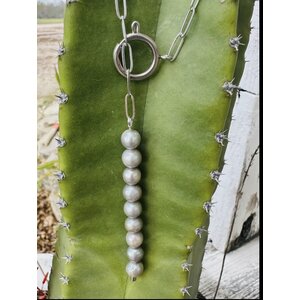 Boots Are My Roots BAMR - Silver Pearl Drop Necklace