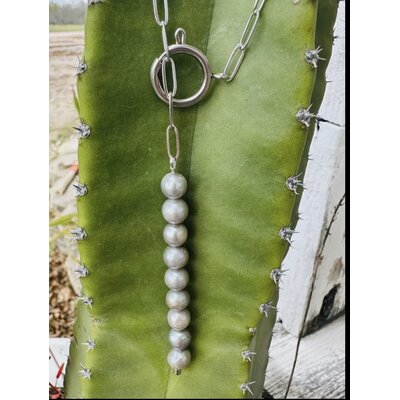 Boots Are My Roots BAMR - Silver Pearl Drop Necklace