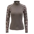 70 Degrees 70 Degrees - Mesh + Embroidered Floral Lace Sport Mock Neck - Marron Glace