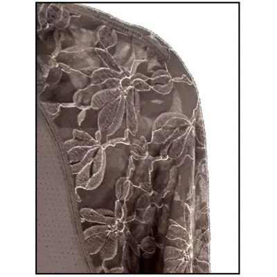 70 Degrees 70 Degrees - Mesh + Embroidered Floral Lace Sport Mock Neck - Marron Glace