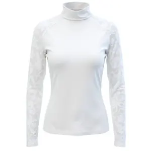 70 Degrees 70 Degrees - Mesh + Embroidered Floral Lace Sport Mock - White