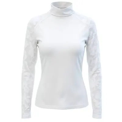 70 Degrees 70 Degrees - Mesh + Embroidered Floral Lace Sport Mock - White