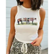 Arrow F Apparel Arrow F - Saddle Up - Western Graphic Cropped Tank -