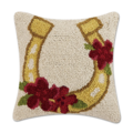 Peking Handicraft Peking Handicraft - Hook Pillow - Gold Horseshoe w/ Flowers