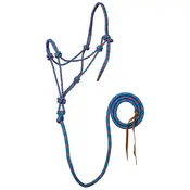 Weaver - 5/16" Rope Halter w/ Attached Lead - Turquoise & Red
