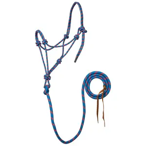 Weaver - 5/16" Rope Halter w/ Attached Lead - Turquoise & Red