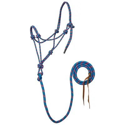 Weaver - 5/16" Rope Halter w/ Attached Lead - Turquoise & Red