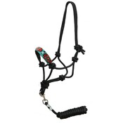 Shiloh Shiloh - Showman Beaded Noseband Rope Halter w/ 7' lead - Teal & Red