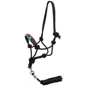 Shiloh Shiloh - Showman Beaded Noseband Rope Halter w/ 7' lead - Teal & Red