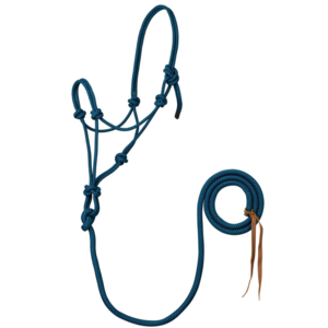 Weaver - 5/16" Rope Halter w/ Attached Lead - Blue & Black