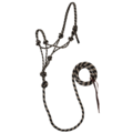 Weaver - 5/16" Rope Halter w/ Attached Lead - Black & Beige