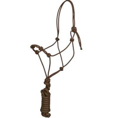 Shiloh Shiloh - Four Knot Training Rope Halter w/ 10' Removeable Lead (One Size) - Brown