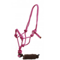 Shiloh Shiloh - Braided Nylon Cowboy Knot Rope Halter w/ Removable 7.5' Lead - Pink