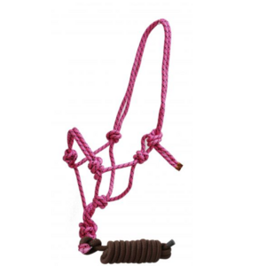 Shiloh Shiloh - Braided Nylon Cowboy Knot Rope Halter w/ Removable 7.5' Lead - Pink