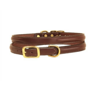 Tory Leather Co. Tory Leather Co. - 3/4" Raised And Stitched Collar w/ Space For Name Plate - Havana 22"