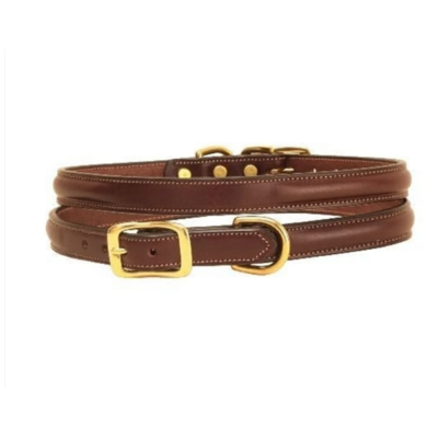 Tory Leather Co. Tory Leather Co. - 3/4" Raised And Stitched Collar w/ Space For Name Plate - Havana 22"
