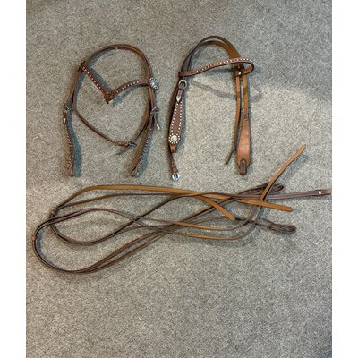 WT214 NEW David Motes Roping Saddle by Dale Fredricks Saddlesmith - 16" Wide WITH Matching Breastcollar, 2 Headstalls & 2 Reins