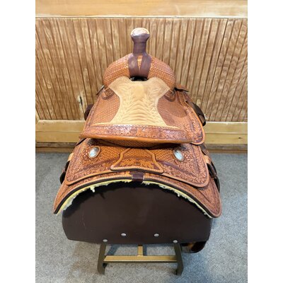 WT214 NEW David Motes Roping Saddle by Dale Fredricks Saddlesmith - 16" Wide WITH Matching Breastcollar, 2 Headstalls & 2 Reins