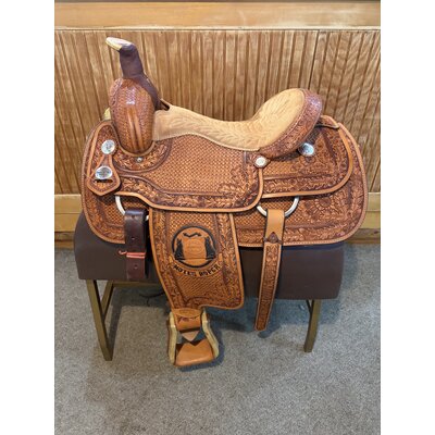WT214 NEW David Motes Roping Saddle by Dale Fredricks Saddlesmith - 16" Wide WITH Matching Breastcollar, 2 Headstalls & 2 Reins