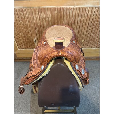 WT214 NEW David Motes Roping Saddle by Dale Fredricks Saddlesmith - 16" Wide WITH Matching Breastcollar, 2 Headstalls & 2 Reins