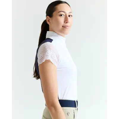 70 Degrees 70° - Lace Sleeve Show Shirt - White/Navy