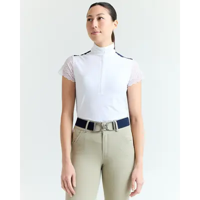 70 Degrees 70° - Lace Sleeve Show Shirt - White/Navy