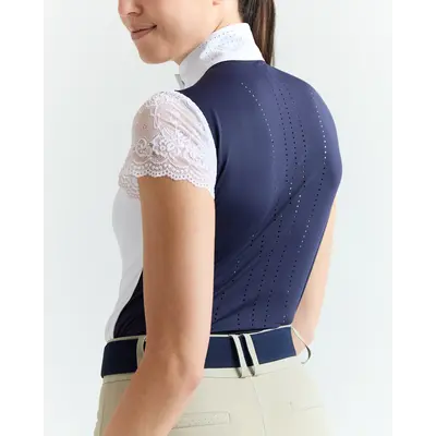 70 Degrees 70° - Lace Sleeve Show Shirt - White/Navy