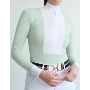 70 Degrees 70° - The Zephyr Mesh Long Sleeve Bib Show Shirt - Celery