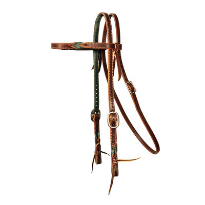 Professional's Choice - 5/8" Twist Headstall with Browband - Emerald/Burgundy