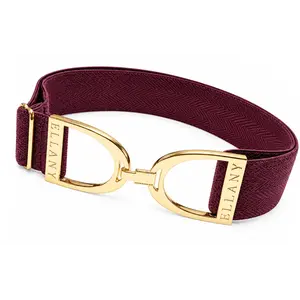 Hutson x Ellany Ellany - Fig Herringbone - 1.5" Gold Stirrup Elastic Belt