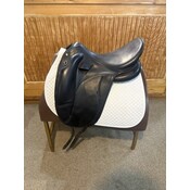 Used Devoucoux Malkia Lab Dressage Saddle w/ Blue Piping - 18.5"