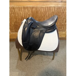 Used Devoucoux Malkia Lab Dressage Saddle w/ Blue Piping - 18.5"