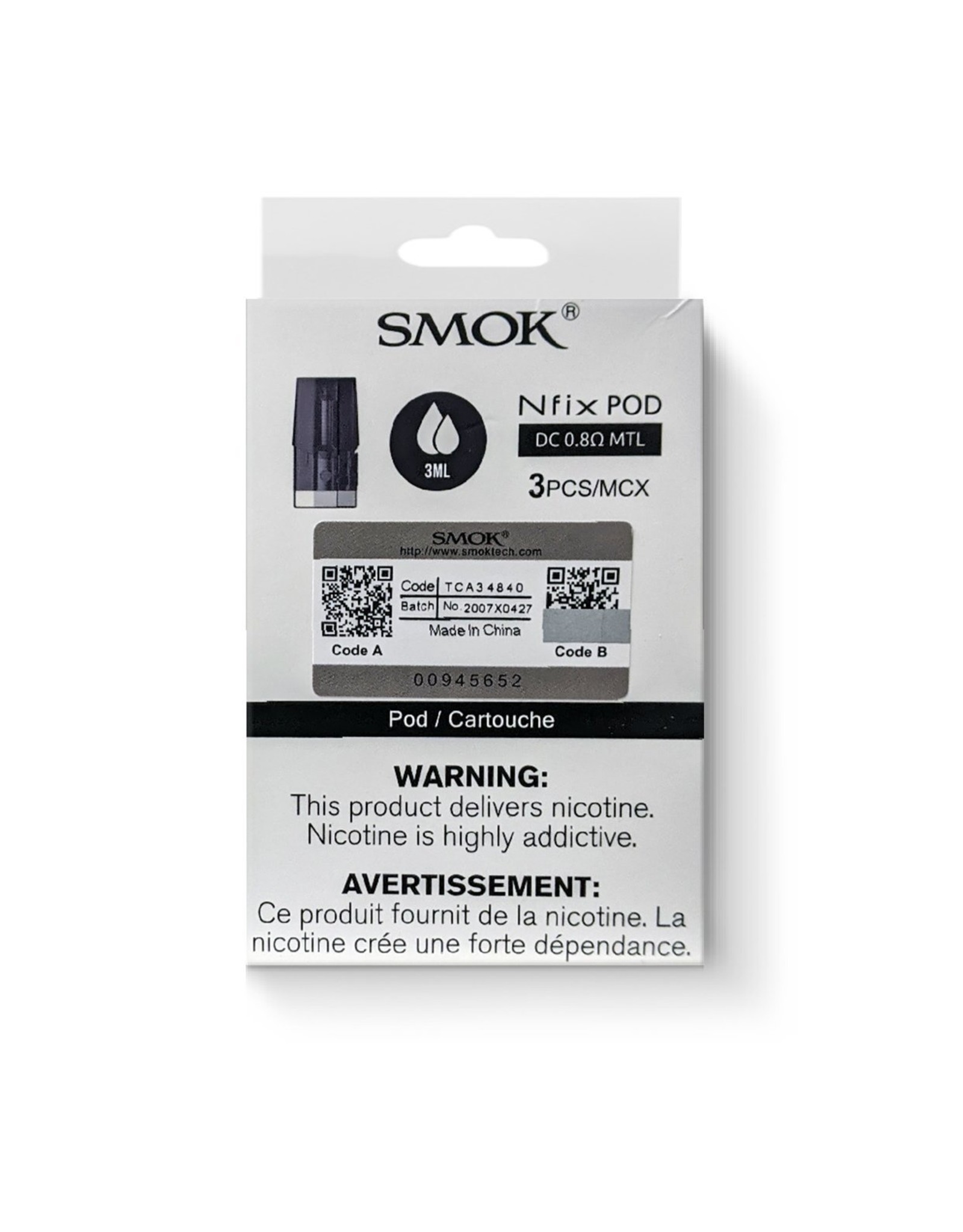 Smok Smok Nfix Replacement Pods (3/Pk) [CRC] 0.8 ohm Mesh